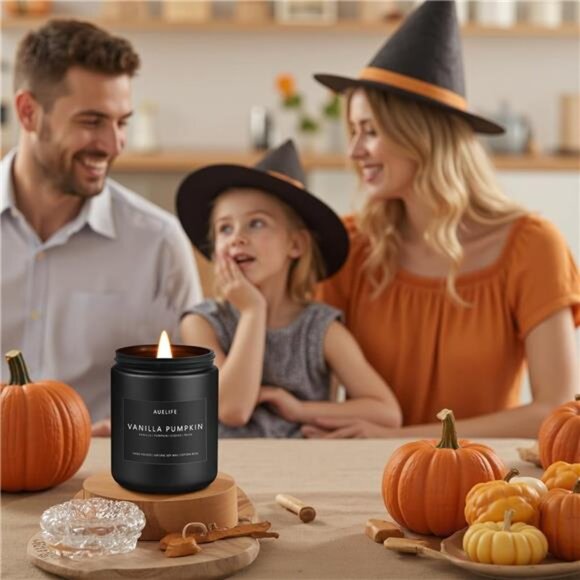 Fall Candles 4 Pack Soy Scented Candles Vanilla Pumpkin Cinnamon Apple Gift Set - Picture 7 of 8